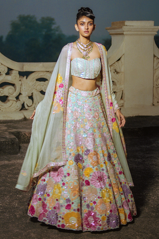Mint Iris Lehenga set