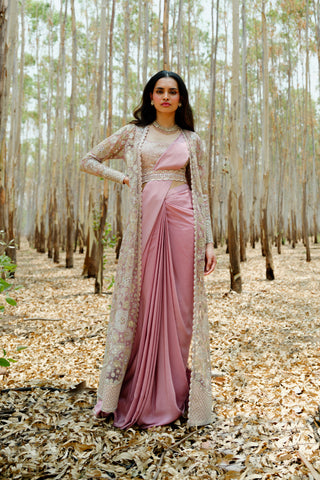 Muted Pink Áine saree set
