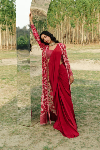 Hot pink Áine Saree set