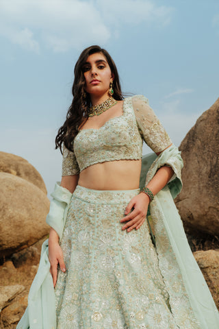 Mint Leola Lehenga set