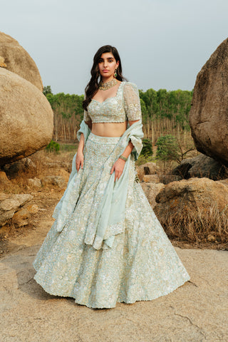 Mint Leola Lehenga set
