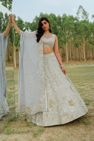 Cloudy Blue Iris Lehenga