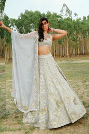 Cloudy Blue Iris Lehenga