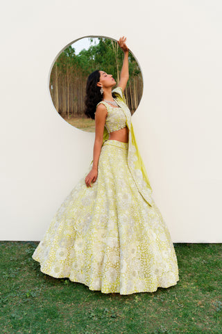 Green Layna Lehenga set