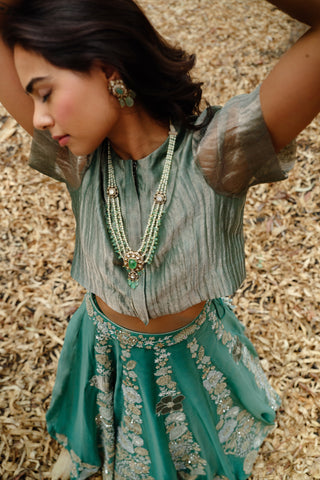 Teal Delà Lehenga with top