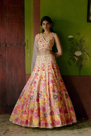 Ivory magnolia lehenga