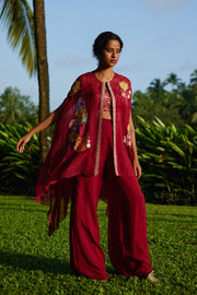 Bunches cape and crop top with plain organza pants