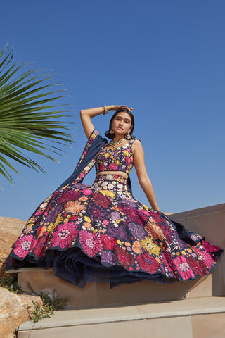 Navy Blue Leilani Lehenga