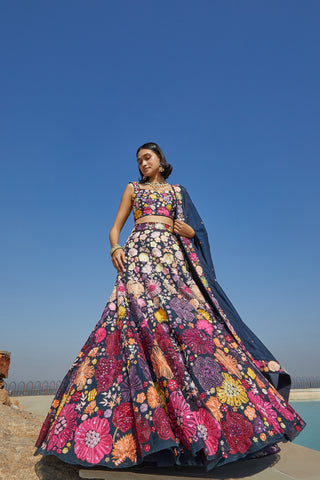 Navy Blue Leilani Lehenga