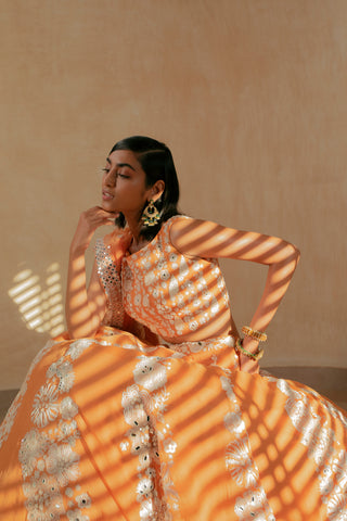 Orange Dahlia Lehenga set