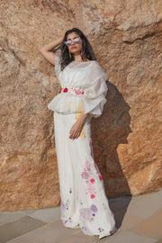 Pouf top with Precious flowers bunches pants