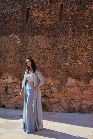 Precious flowers Jacket with whimsical lines crop top and pants