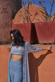 Precious flowers Jacket with whimsical lines crop top and pants