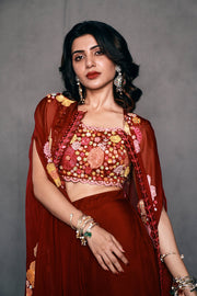 Bunches cape and crop top with plain organza pants