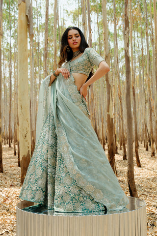Teal Leola Lehenga set